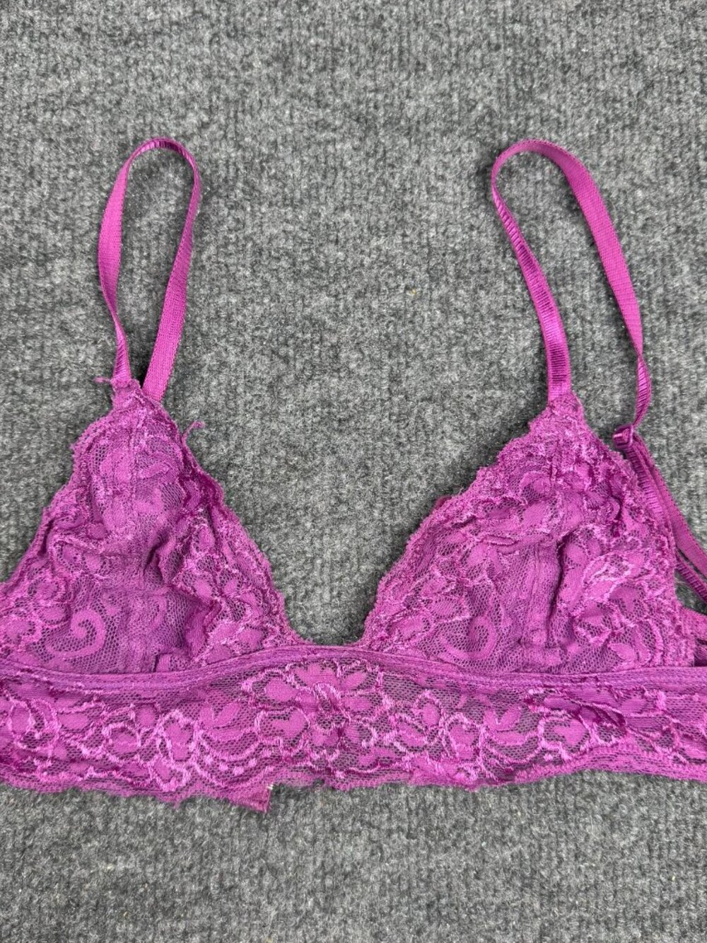 Anemone Purple Lace Bralette Size S/M Mesh Unlined Adjustable Straps LBR713